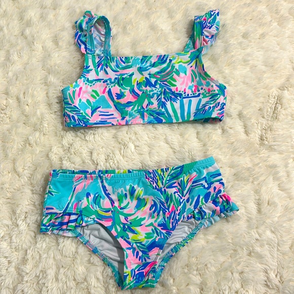 Bas De Bikini Lilly Pulitzer Taille 16 - Imprimé Poissons Vert Bleu, Occasion Très Bon état